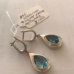 Sterling silver earrings with blue topaz